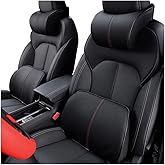 ZHONGLI Car seat Lumbar Support Pillow and car Neck Support Pillow kit, Soft Leather Surface and high-Density Memory Foam are Ergonomic car seat Pillows