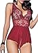 ALLureLove Womens Sexy Lingerie Open Crotch Leotard Teddy Nightwear Lace Miniskirt Babydoll(Small (fits Like US X-Small),Rose Red)