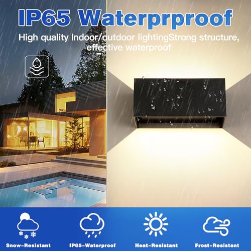 FUPE 25W LED Outdoor / Indoor Wall Light IP65 Waterproof Modern Aluminium Black 3000 K Warm White Outdoor Wall Light Adjustable Light Angle