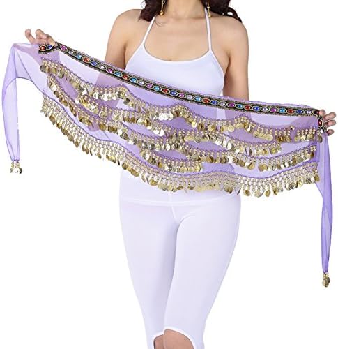 Qlan Women's Belt Wrap Hip With Sliver Coins, Belly Dance Wrap & Hip Scarf