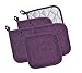 100% Cotton Kitchen Everyday Basic Terry Pot Holder Heat Resistant Coaster Potholder for Cooking and Baking Set of 5 Grape