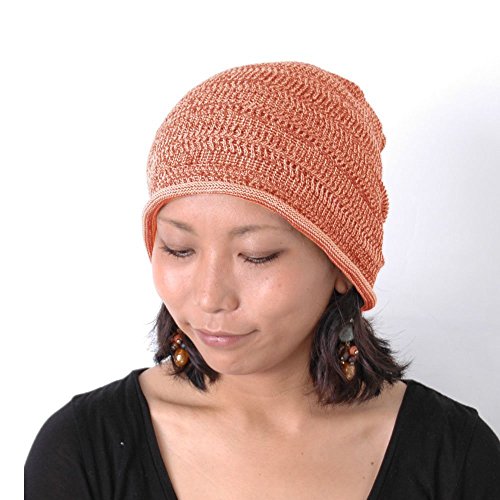 Mens Womens Sports Beanie Made in Japan Sweat Absorbing Knit Hat Mix Orange