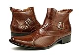 Delli Aldo Men Ankle Boots Shoes Italian Style Buckle Zippered Brown