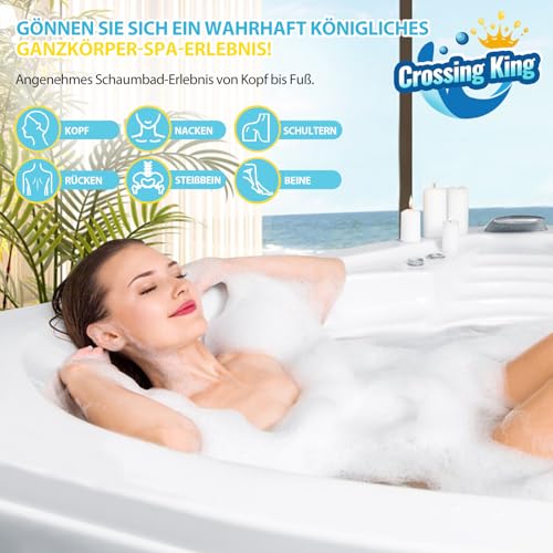 Crossing King Bubble Mat Bathtub, Bathtub Spa Mat for Smooth Surfaces, Improved Machine, 6 Speed Levels for Bubbles, Cushion and Remote Control for Relaxing (Grey)