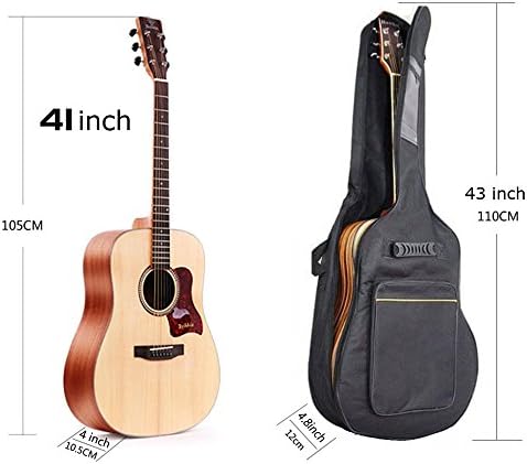 GAVIN LAND Black 41 Inch Dual Adjustable Shoulder Strap Soft Case Acoustic Guitar Bag Backpack