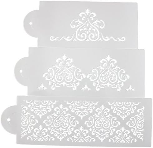 COOKNBAKE Flower Cake Decorating Tools Cake Fondant Side Baking Stencil Carved Classic Fondant Mold Wedding Decor Mold Set of 3