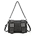 LOYOMA Womens Skull Print Rivet PU Leather Shoulder Bags Tote Purse Handbag (Black Style-2)