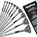 Nicpro Fan Paint Brushes 10 PCS Artist Painting Brush Set Soft Anti-Shedding Nylon Hair Wood Short Handle for Acrylic, Watercolor, Oil, Craft Painting