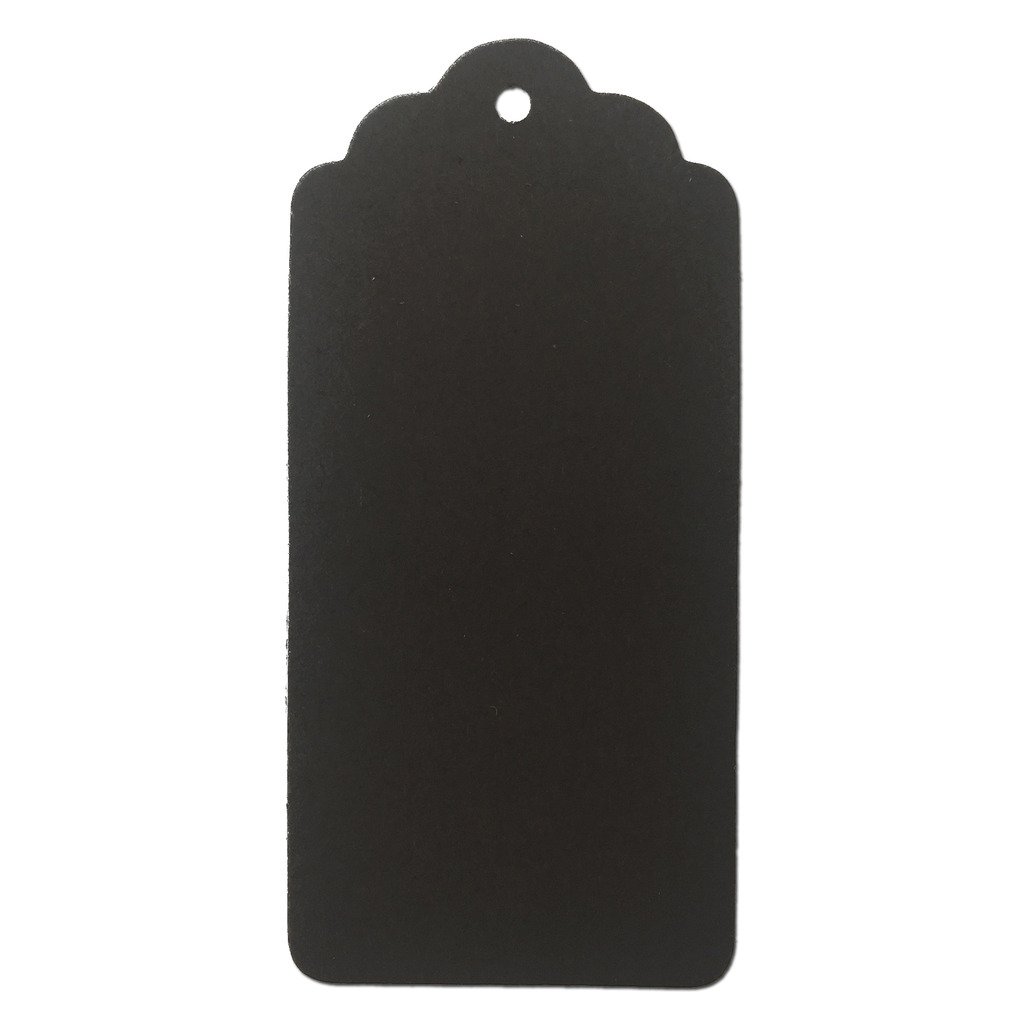 LWR CRAFTS 100 Hang Tags Scalloped Top Rectangle with Jute Twines 30m (9.5cm x 4.5cm, Black)