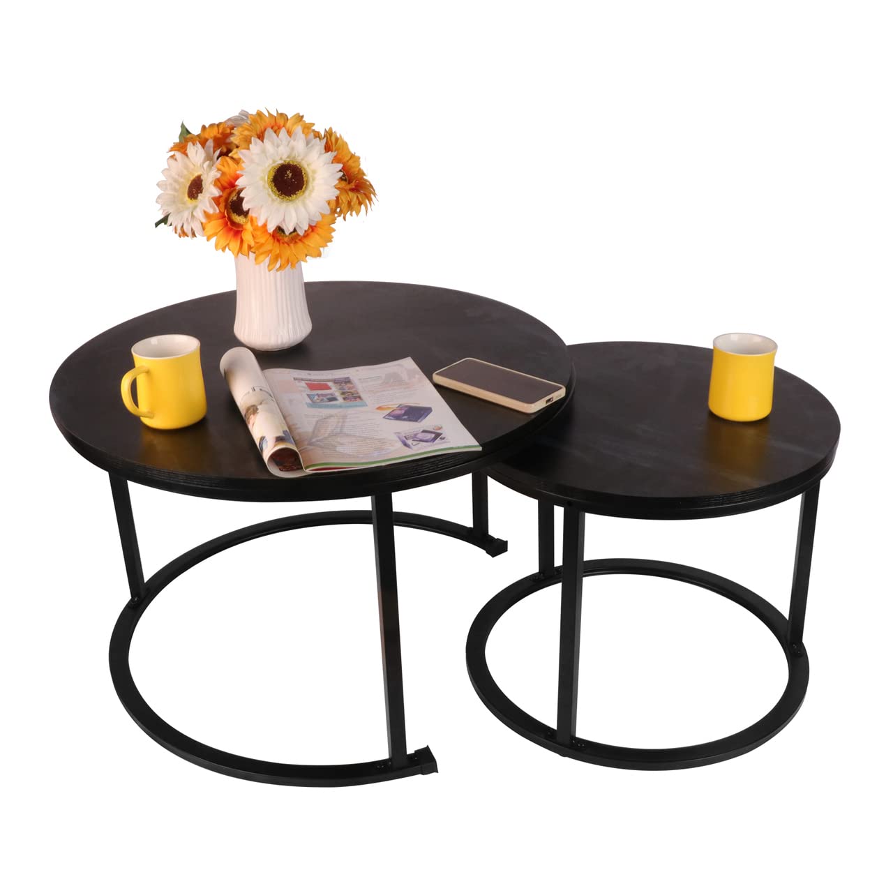 Photo 1 of ***MISSING PARTS TO LARGER TABLE*** BIGTREE Round Nesting Coffee Table Set of 2,Waterproof Faux Marble Wood Top with Adjustable Non-Slip Feet for Living Room,Office