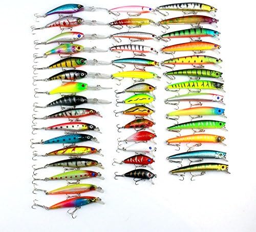 MELIP 43Pcs/Set Mixed Models Fishing Lures 6models Mix Minnow Lure Crank Bait Tackle