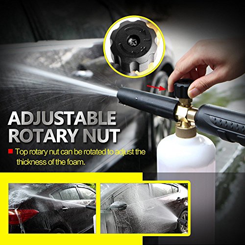 Rediboom Car Wash Adjustable Foam Cannon 1L, Snow Foam Lance Soap Dispenser - Fits All Karcher K Series Pressure Washers