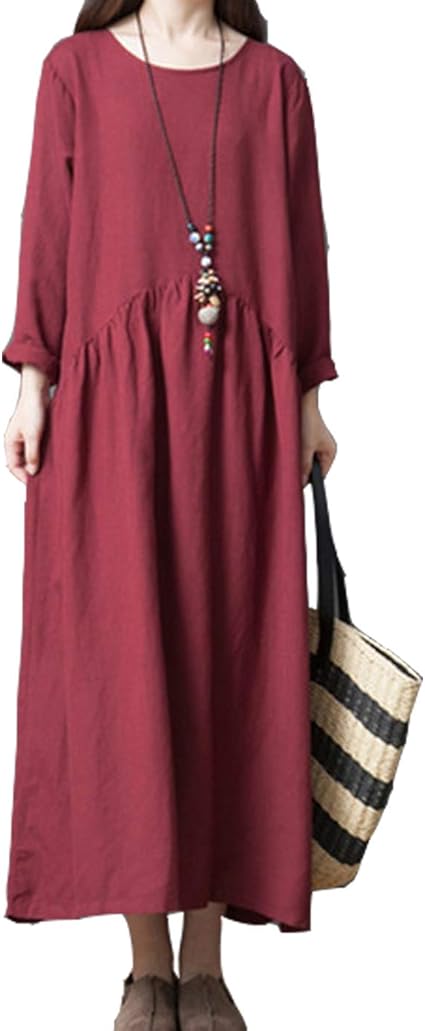 Amazon Lisa Pulster レディースワンピース ロングワンピース シャツワンピース 長袖 春 夏 ワンピース チュニック 可愛い ゆったり おしゃれ 体型カバー 着痩せ 普段着 ワンピース チュニック 通販