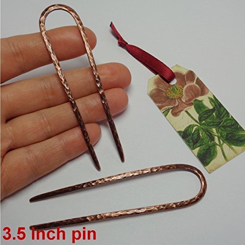 Copper Hair Fork, U-shape Hammered Metal Hair Pin for Bun, Choose Your Size, Handmade Boho Accessory - Thumbnail 2