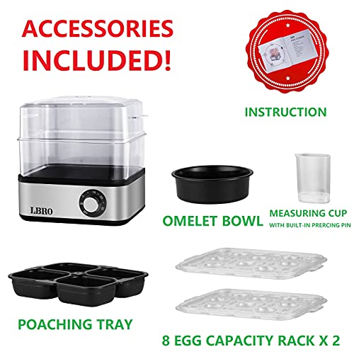 Double Tier Rapid Egg Cooker Electric with Timer Auto Shut Off , 16