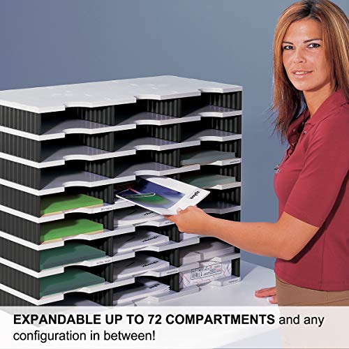 Ultimate Office TierDrop Literature Organizer/Forms Sorter, 12-Compartments with Optional Add-On Tiers for Easy Expansion, Gray w/Blue