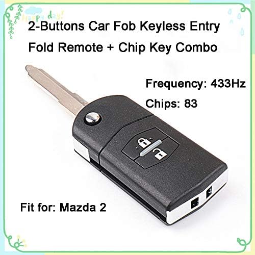 Deputy Factory 1 Sets 2 Buttons 433Hz Car Key Fob Keyless Entry Smart Card Alarm Key Programmer Fold Remote Control & Uncut 83 Chips Key Combo Replacement Fit for M2 11703