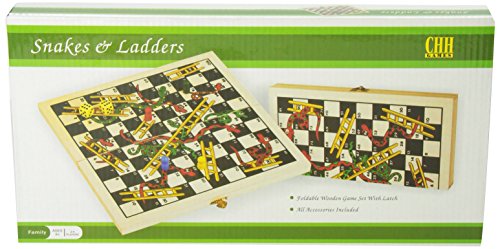 Recreational Wooden Snakes & Ladders Folding Game with Pair of Dice