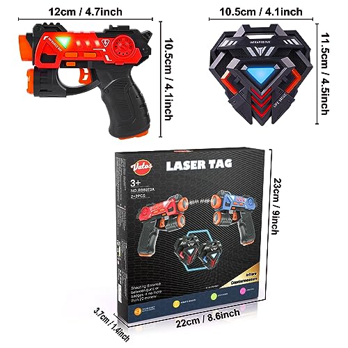 VATOS Laser Tag Set, 2 Mini Guns with Badges, for 2 Players Indoor and Outdoor, Group Activity for Kids Ages 4-7
