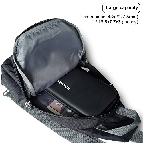 Victoriatourist WANDF Switch Travel Bag, for Nintendo Switch Console, Dock, Joy-Con Grip & Switch Accessories, Protective Storage Sling Backpack Shoulder Bag for Nintendo Switch and iPad (black5008-2)