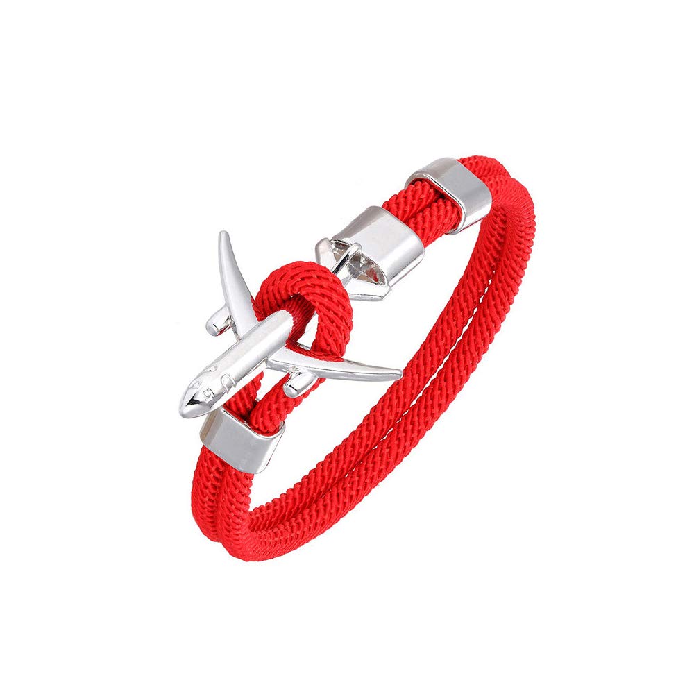 DonJordi Aeroplane Bracelet in Many Colours for Men and Women Made of Braided Rope with Aeroplane Clasp Made of Braided Sailing Rope – The Bracelet for All Pilots and Aircraft Fans, 19 centimeters,