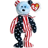Ty Beanie Babies - Spangle the Stars & Stripes Patriotic Teddy Bear - Blue Face