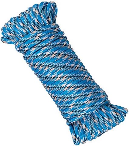 Wasons W101-3B Diamond Braided Utility Rope, 1/8-Inch x 50-Foot, Blue