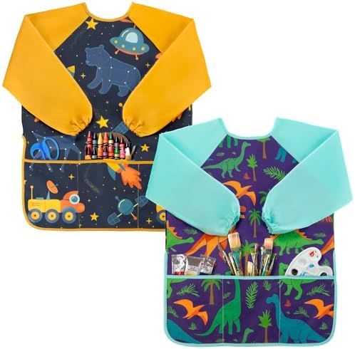 Delantal De Pintura Impermeable De Manga Larga Para Niños – Protege La Ropa De Manchas, Ajustable, Para Manualidades, Cocina Y Arte