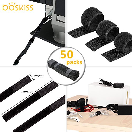 [Set of Three] Cable Management Boxes Organizer, 50 Wire Ties, Large Storage Holder for Desk, TV, Computer, USB Hub, System to Cover and Hide & Power Strips & Cords - Thumbnail 5