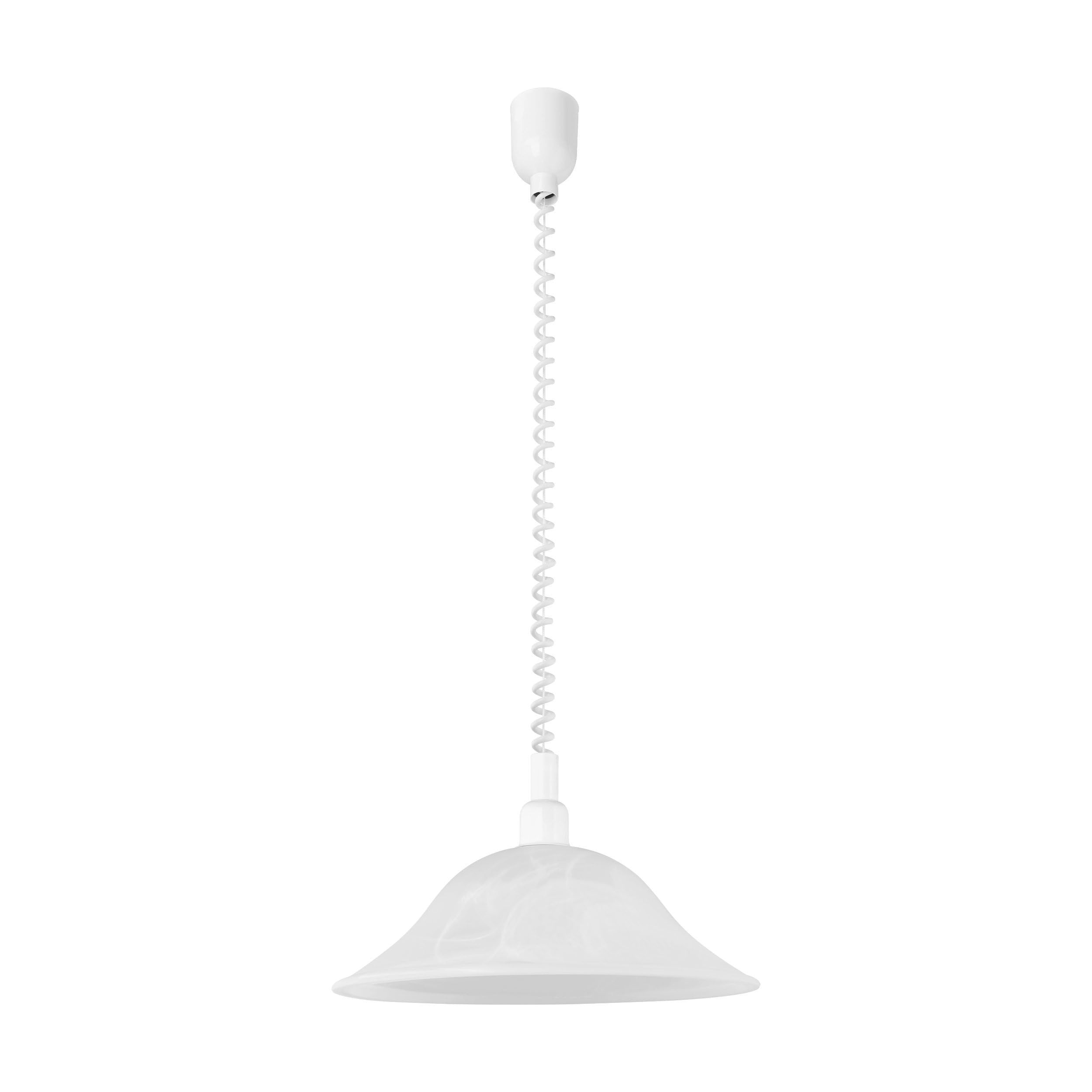 Eglo Pendant Light Alessandra, 1-Light Hanging lamp with Spiral Cable, Height Adjustable, Classic Pendant lamp, Kitchen lamp in Plastic and Alabaster Glass, White Dining Table lamp with E27 Socket — image 1