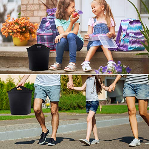 Large Neoprene Lunch Bag for Women Adults, 14" x 14" x 5.5" Insulated Big Lunch Tote Box Reusable Lunch bag for Work Office Outdoors Travel (Black) - Thumbnail 5
