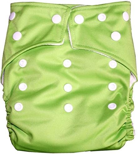 BB2 One Size Solid Color Bamboo Pocket Snaps Cloth Diaper/ Nappy + 2 Inserts (One Size, Lime Green)