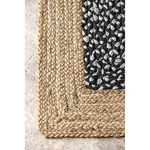 nuLOOM Lesha Natural Fiber Jute Area Rug, 5 ft x 8 ft, Black