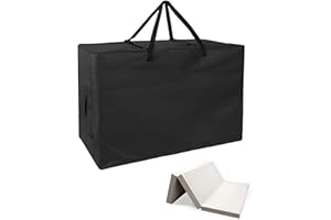 Joymo Folding Mattress Storage Bag for 4" Single & Small Twin, Waterproof Foldable Mattress Cover for Memory Foam Guest Bed, Dustproof Heavy Duty Tri-Fold Floor Mattress Carrying Case (25"x25"x12")
