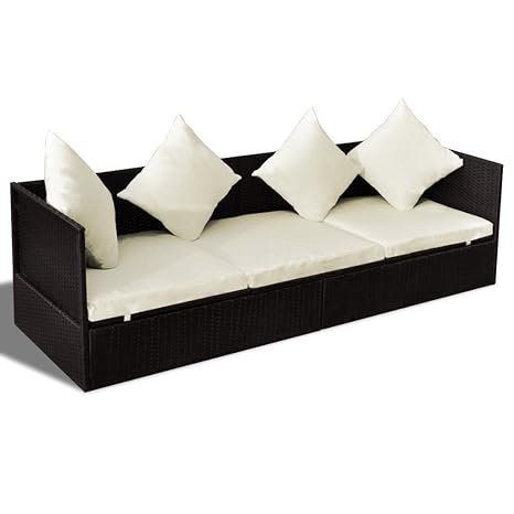 vidaXL Sonnenliege Poly Rattan Braun Gartenliege Gartenmöbel Gartensofa Liege