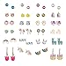 24 Pairs Multiple Hypoallergenic Earrings Set for Little Girls, Made with Stainless Steel, Kids Colorful Cute Unicorn Earrings (Color-2)