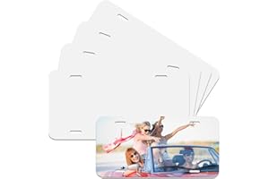 XIHEYOMI 4 Pcs Sublimation License Plate Blanks, DIY Picture Sublimation Blank Aluminium Metal Automotive License Plate Plates Tag for Car Custom Design Work (White)