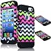 Bastex High Impact Hybrid Case for Apple iPhone 5, 5S, 5G - Black Silicone with Hard Chevron Fishtail Design