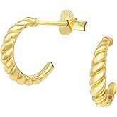 925 Sterling Silver Braided Half Hoop Earrings, Sold as a Pair