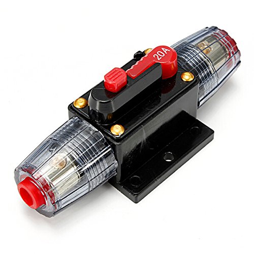 Buwico® DC 12V 20A /30A/ 50A/ 60A/ 80A Car Protection Audio Inline Circuit Breaker Fuse Holder (12V 20A)