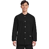 Cherokee Men’s Scrub Jacket Snap Front Medical with 3 Pockets, Knit Cuffs, Soft Fade Resistant 2-Way Stretch - WW360