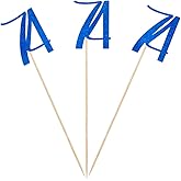 Blue Glitter 74th Birthday Centerpiece Sticks, 12-Pack Number 74 Table Topper Anniversary Party Decorations