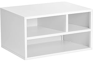 SONGMICS Printer Stand for Desk, Home Desktop Printer Stand with Storage Shelves for Office, Steel Frame, Multi-Purpose Rack, 15.9 x 11.8 x 8.7 Inches, White UOMC101W01