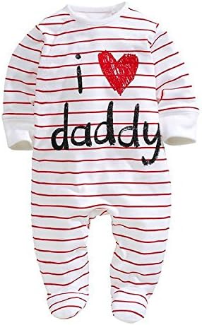 Infant Baby Cotton Romper I love Mommy Daddy Onesies Jumpsuit Long Sleeve Bodysuit (0-6Months, Daddy)