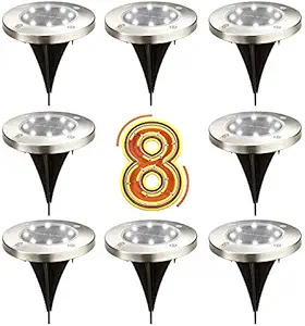 Solar embedded aisle lightning, solar ground light 8 LED outdoor solar garden lights, lawn terrace passage, ground waterproof sidewalk flood light