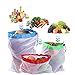 TEENKON 15Pcs Premium Mesh Produce Bags, Reusable Eco-Friendly Bag, Washable Strong, for Fruit, Vegetable, Toys, Grocery, and Supermarket Shopping Storage, 3 Size (12x17-12x14-12x8 inch × 5)