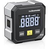 HDLNKAK Digital Angle Finder with Line Lasers, 4-side Magnetic Angle Gauge | Rechargeable Laser Level (Class 2, <1mW Output) with Backlit Multifunctional Protractor for Woodworking/Hanging Decorations