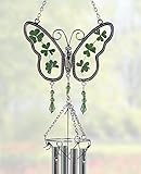 Irish Suncatcher - Butterfly Windchime with Real Pressed Shamrock Wings - Irish Gifts - Butterfly Suncatcher - 17 Inch High