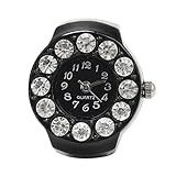 Fashion Elastic Crystal Rhinestone Arabic Numerals Finger Ring Quartz Watch