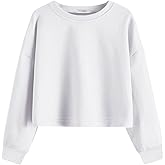 Arshiner Girls Crop Tops Kids Long Sleeve Pullover Sweatshirts Girls Cropped Crewneck Sweatshirt for 5-14 Years Teen Girl